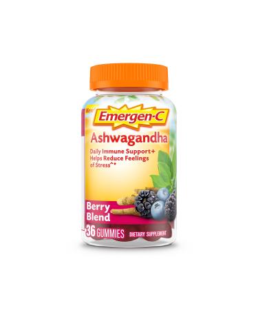 Emergen-C Vitamin C and Ashwagandha Gummies, Dietary Supplement for Immune Support, Berry Blend - 36 Count