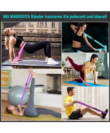 Marioota Long Fabric Fitness Straps Set - 3 Resistance Tapes with Handles & Door Anchors - Blue Pink Purple - Ideal for Home & Gym Workouts - Buy Online on GoSupps.com