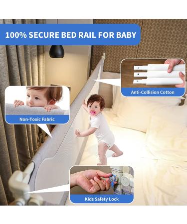 HOMEAL Extra Tall Toddler Bed Rail Guard - Grey 78.7 - Fits Twin, Queen, King Size Mattress - Infant Safety Guardrail - Buy Online on GoSupps.com