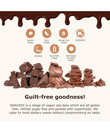  SNACKSY Snacksy Vegan Chocolate Signature Dark Raw Bar (1 x 40g box) | Gluten-free dairy-free refined sugar-free and kosher with antioxidants | Luxury treat or gift - Buy Online on GoSupps.com