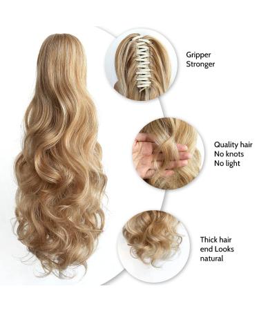 Ponytail Extension Claw Clip 20 Wavy Synthetic Hair Piece for Women - Golden Brown & Bleach Blonde Mix 20 - 27/613 - Buy Online on GoSupps.com