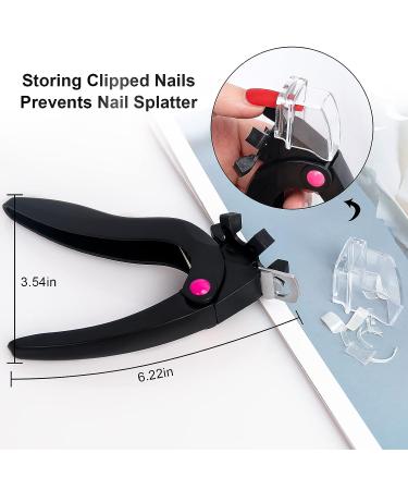 Adjustable Stainless Steel Acrylic Nail Clipper with Measuring Gauge - Professional False Nail Trimmer for Acrylic Nails - Perfect Manicure Tool for Home and Salon Use (Black) - Buy Online on GoSupps.com