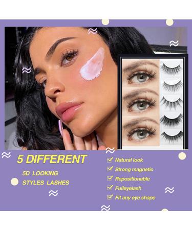 Ailun Magnetic Eyeliner and Eyelashes Kit - Volume Fluffy Natural Look - 5 Pairs Wispies Long Extension Lashes with Tweezers - Easy to Wear & Reusable - Buy Online on GoSupps.com
