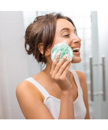 Sibba 2Pcs Natural Konjac Facial Sponges - Gentle Exfoliating Cleansing Sponge for Face and Body - Cleaning Puff Scrubber for Men, Women, Babies - Shower Bath SPA - Black & Green - Buy Online on GoSupps.com