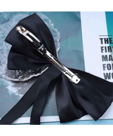 Wendalern Satin Bow Ponytail Holder Black Big Hair Bows Clips Vintage Bow Hair Clip Barrettes Satin Ribbion Bowknot Clip Headpiece Silk Bowknot Hair Accessories for Women and Girls - Buy Online on GoSupps.com