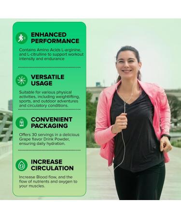 Nitric Oxide Booster - Stimulant-Free Pre-Workout Powder with L-Arginine & L-Citrulline | Boost Energy & Recovery | Grape Flavor - 30 Servings - Shop Now - Buy Online on GoSupps.com