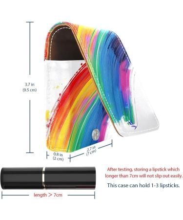 Travel Lipstick Organizer Case - Portable Makeup Bag with Mirror | Watercolor Lines Rainbow Design - Buy Online on GoSupps.com