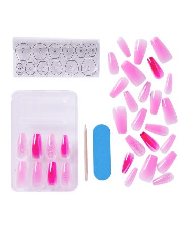 KISS Jelly Fantasy Long Coffin Translucent Nails - Jelly Baby Design, Durable & Easy to Apply | Includes Gel Nail Glue, Mini File, Manicure Stick & 28 Fake Nails - 1 Count - Buy Online on GoSupps.com