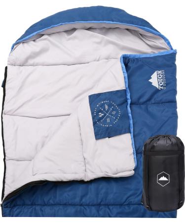 All Season Extra Large Sleeping Bag - Adult Sleeping Bag & Camping Sleeping Bag - Cold Weather & Summer Sleeping Bag - Waterproof Sleeping Bag & Compact Sleeping Bag - w/Hood & Free Compression Sack Adult Sleeping Bag - 40-60F Temperature Rating