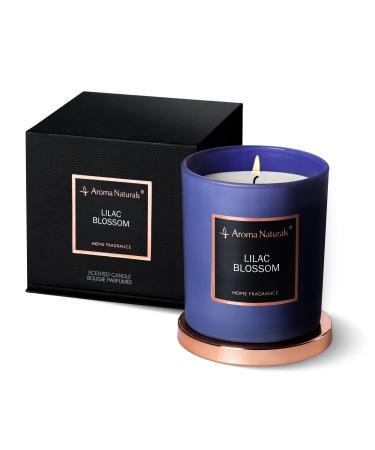 Aroma Natural Luxury fragrance candle 215 g 35 hours of burning time natural soy wax home fragrance decoration gift medium-sized glass lilac blossom purple flower