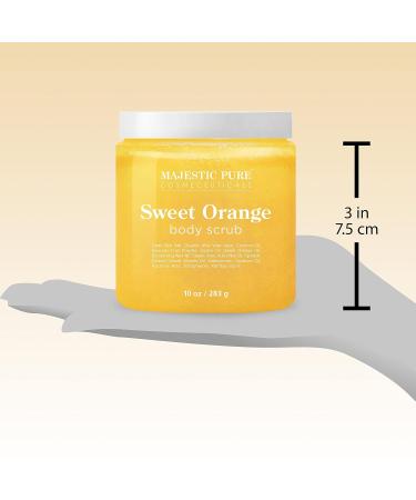 Majestic Pure Sweet Orange Body Scrub - Natural Exfoliating & Moisturizing Skin Care | 10 oz - Perfect Gift for Her - Buy Online on GoSupps.com