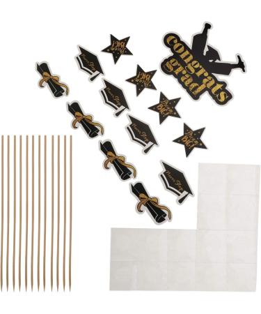 jojofuny 39 Pcs Insert Card Grad Cupcake Toppers Cake Decoration Party Supplies Grad Party Cupcake Toppers Graduation Cap Graduation Fruit Pick Decorative Topper Set The Paper Toothpick Blackx3pcs 20X14.5X0.1CMx3pcs - Buy Online on GoSupps.com