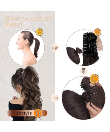 Ponytail Extension Clip in 18-20 Inch Long Wavy/Straight Wrap Around Hairpiece Light Blonde Mix Bleach Blonde - Curly Claw Style for Women/Girls - Buy Online on GoSupps.com