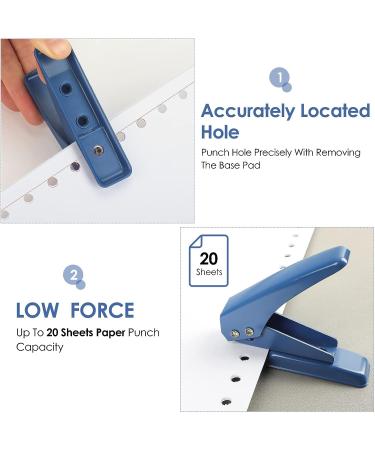 MROCO Single Hole Punch  1 Hole Punch 1/4 Hole Puncher  Paper Punch Hole Punches 20 Sheet Punch Capacity  Handheld Hole Punch with Non-Skid Base for Paper Chipboard Craft Paper and Art Project  Blue - Buy Online on GoSupps.com