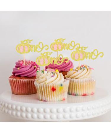 Cyodoos 24Pcs One Pumpkin Cupcake Toppers Glitter Pumpkin Cupcake Picks Little Pumpkin Baby Shower Decorations Fall Harvest Theme Baby Shower Kids Birthday Party Supplies Shiny pink - Buy Online on GoSupps.com