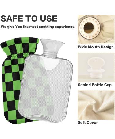 2L Heat Bottle - Durable Hand Warmer Bag for Pain Relief Cramps & Heat Therapy - Black & Green Grid Design - Buy Online on GoSupps.com