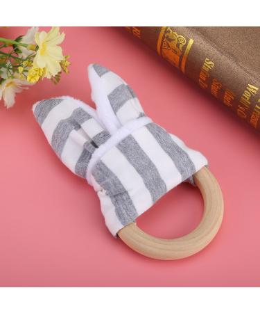 Natural Wooden Teething Rings for Babies - 2Pcs Teether Set for Boys & Girls (Gray) - Safe & Stylish Teething Solution - Buy Online on GoSupps.com