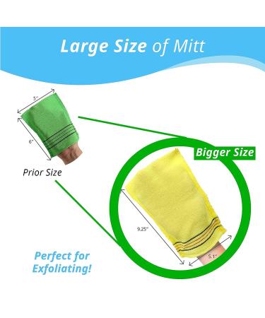Korean Big Exfoliating Mitt and Body Towel Set (3pcs) - Large Size Scrubber for Dead Skin Removal in Green, Blue, Yellow - Buy Online on GoSupps.com