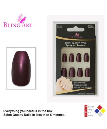 Bling Art Brown Pearlescent Coffin False Nails - 24 Long Artificial Ballerina Nails with Glue for Stunning Manicure - Buy Online on GoSupps.com