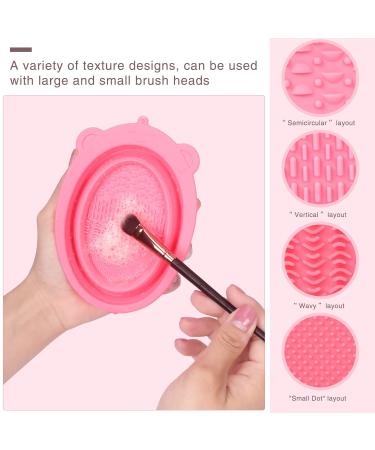 Unaone 2 PCS Makeup Brush Cleaning Mat - Silicone Pad & Foldable Bowl for Brushes & Sponges - Pink & Green - Buy Online on GoSupps.com