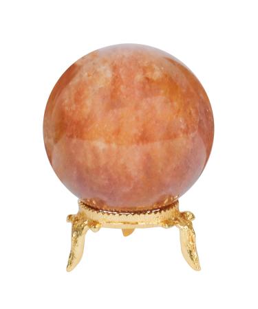 PYOR Sunstone Crystal Crystal Ball with Stand Witchcraft Good Luck Gems Sphere Statue Quartz Crystal Meditation Decor Fortune Telling Crystal Ball