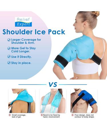 Relief Expert Shoulder Ice Pack - Rotator Cuff Cold Therapy for Injuries - Reusable Gel Cold Pack Wrap - Instant Pain Relief for Bursitis and Swelling - Large Size (Blue) - Buy Online on GoSupps.com