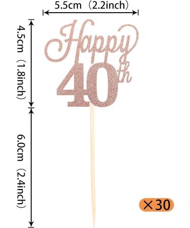 Pack of 24 40 Cupcake Toppers Glitter Happy 40th Birthday Cake Toppers Number 40 Eightteen Sweet 40 Birthday Wedding Anniversary Party Cake Decorations Accessories Rose Gold - Buy Online on GoSupps.com