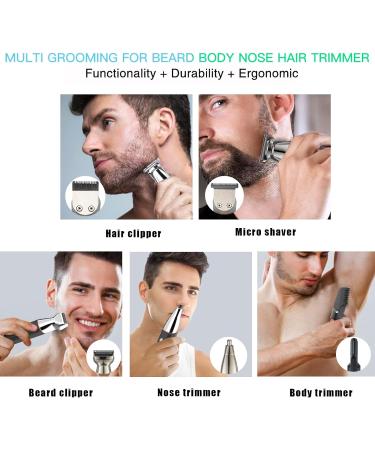 5 in 1 Beard Trimmer for Men Cordless Mustache Nose Precision Trimmer Body Groomer Hair Cutting Kit Trimmer USB Rechargeable & Waterproof Magnetic Replacement Heads - Buy Online on GoSupps.com