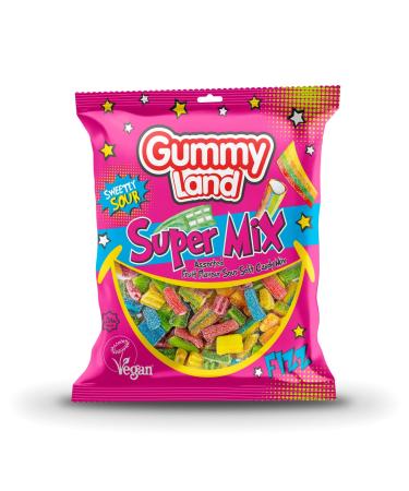 Gummy Land Assorted Fruit Flavour Sour Soft Candy Vegan Halal -500g (Pack of 9)