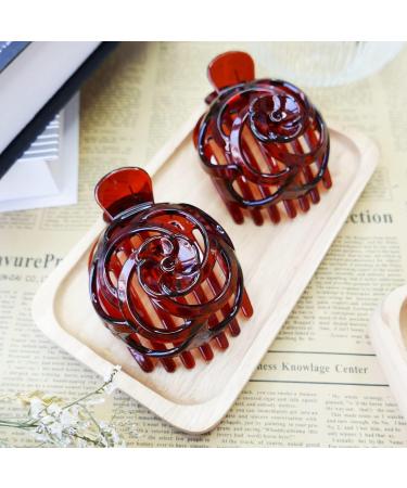 RC Roche Ornament 6-Piece Women's Stylish Rose Dome Comb Clamp, No-Slip Large Brown Hair Clip Set - Buy Online on GoSupps.com