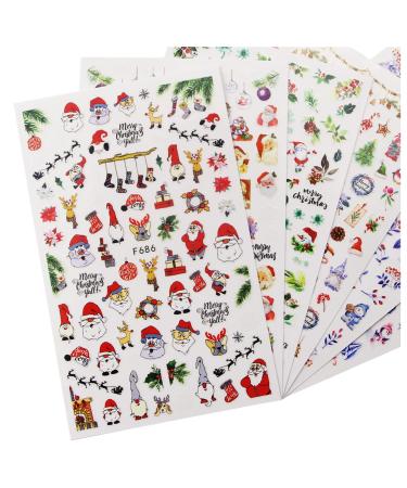 finibir Christmas Nail Art Stickers  Christmas Tree Nail Decals for Nail Art  Christmas Hat Nail Polish Stickers  There are Blue Snowmen and Snowflakes