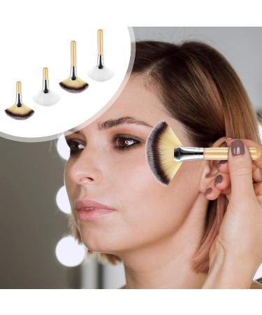 4-Piece Facial Fan Brush Set | Soft Synthetic Makeup Brushes for Blush Highlighting & Eyeshadow | Portable Cosmetic Tools with Wooden Handles - International Shipping Available - Buy Online on GoSupps.com