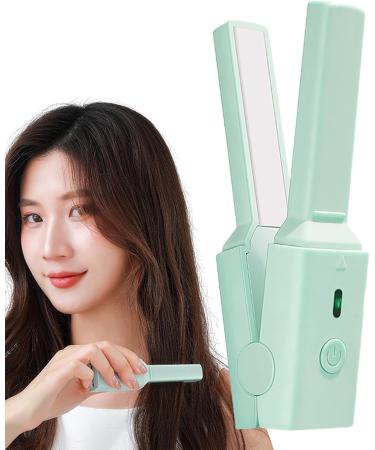 Small Curling Iron USB Plug-in Hair Straightener Curler | Multifunctional Straight and Curly Hair Wand for Girls and Teens Pochy Green - Buy Online on GoSupps.com