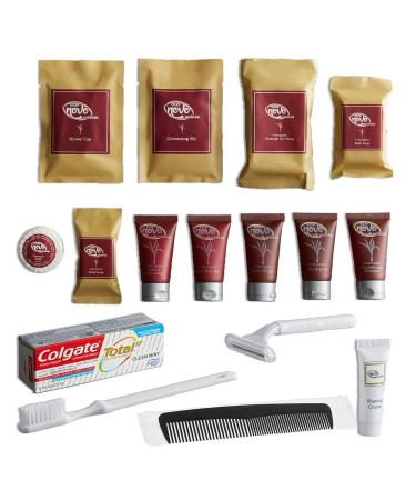 Travel Size Toiletries Set: Toiletry Kit Includes, Shampoo, Conditioner, Body Wash, Hand And Body Lotion, Conditioning Shampoo, Facial + Massage Bar Soap, Hygiene Pack, Shower Cap, Razor, Cream+ More