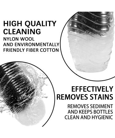 2-Piece Cleaning Bottle Brush Set - Soft Bristles & Hooks for Baby Water & Glass Bottles - Scratch-Resistant Ideal for Lemonade Bottles - Black & White - Buy Online on GoSupps.com