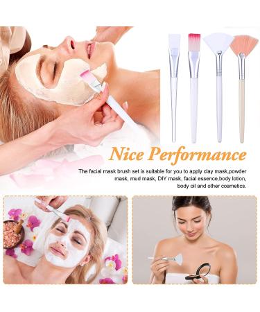 Honeydak 32 Pcs Face Mask Fan Brush Set | Soft Flat Head Facial Brush | Esthetician & Cosmetic Makeup Tools for Eyelash Extension, Mud & Clay Mask Application | Pink White - Buy Online on GoSupps.com