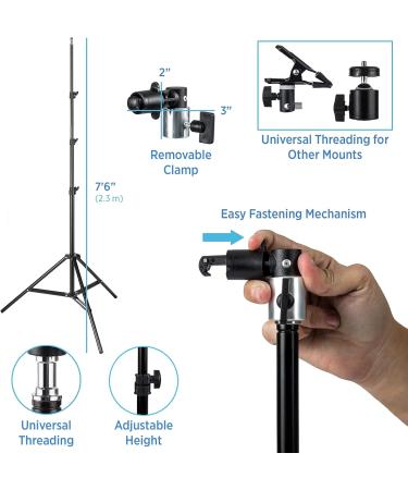 Fovitec 7'6 Spring Cushioned Background Stand Kit with Clip - Ideal for Pop Up Backdrops, Chroma Key Green Screens & Reflectors - Buy Online on GoSupps.com