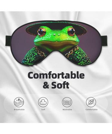 Cute Frog Print Eye Mask | Soft Sleeping Eye Cover for Travel & Naps | Unisex Black Eyeshade - Buy Online on GoSupps.com