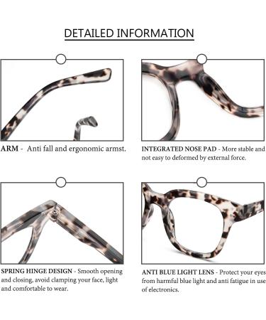 Kokobin Oversized Anti-Blue Light Reading Glasses for Women - Stylish Gray Leopard Square Frame (3.5 Diopters) | Fashionable Computer Glasses - Buy Online on GoSupps.com