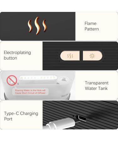 JEEBEL AROMA Diffuser - Ultrasonic Humidifier with Flame Effect Adjustable Brightness & Auto Shut-off | International Shipping Available - Buy Online on GoSupps.com