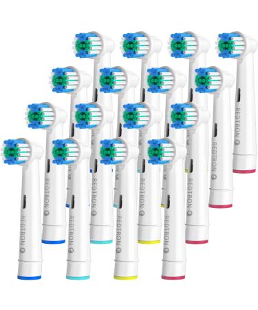REDTRON Replacement Brush Heads Compatible with Oral B (16 Pcs) Electric Toothbrush Replacement Heads for Precision Clean Toothbrush Heads for Pro1000 Pro3000 Pro5000 Pro7000 and More White 16