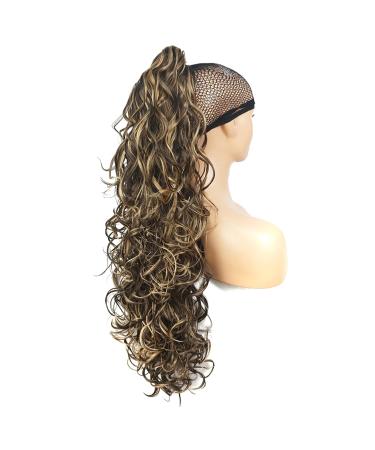 Lydell Curly Ponytail Hairpiece 280g Synthetic Hair - Clip-In Brown Mix (8TT124) | Stylish & Versatile - Buy Online on GoSupps.com