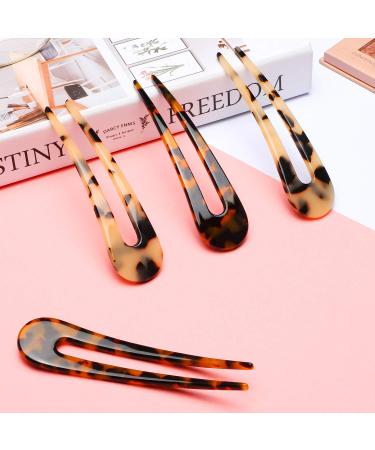French U-shaped Hairpin Set - 4 Pieces Two-Prong Chignon Pins for Women and Girls Hairstyles - Buy Online on GoSupps.com