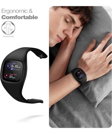 SURITCH Band Compatible with Fitbit Versa 3/Fitbit Sense bands with case Soft Silicone Protective Case with Strap for Sport Wristbands women men Black - Buy Online on GoSupps.com