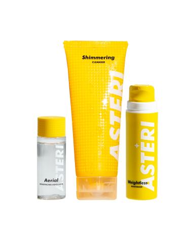 Alumni Skincare Clean & Moisturize Bundle of 3 - - Shimmering Cleanser Aerial Resurfacing Exfoliator and Weightless Moisturizer Bundle - Full Skin Care Gift Set
