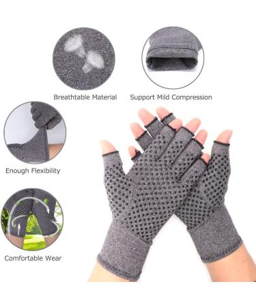 Compression Rheumatoid Arthritis Gloves for Joint Pain Relief - Fingerless Carpal Tunnel Gloves for Women/Men - Gray (Large) - Buy Online on GoSupps.com