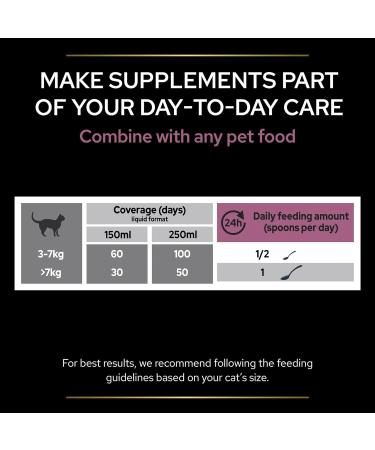 PRO PLAN Cat Skin and Coat Supplement | Skin health support lustrous coat | with salmon oil linseed oil omega 3 omega 6 vitamin E | Adult and Senior cats | Oil 150 ml Cat Supplements 150 ml (Pack of 1) - Buy Online on GoSupps.com