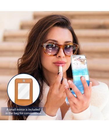 Travel Lipstick Organizer Case | Portable Makeup Bag with Mirror | Beach Seashell Design - E098c9qyia - Buy Online on GoSupps.com