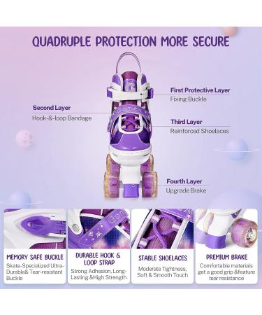Gonex Roller Skates for Kids Girls Boys Women | Light Up Wheels & Adjustable Sizes | Indoor Outdoor Skates - Purple - Youth Size L (4-7Y/ 9.4-10.4 Inch) - Buy Online on GoSupps.com