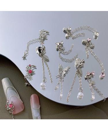 WOKOTO 8 Pcs 3D Dangle Nail Charms Butterfly Heart Bow & Moon Alloy Nail Gems for Acrylic Nails | Nail Art Decorations Kit - Buy Online on GoSupps.com
